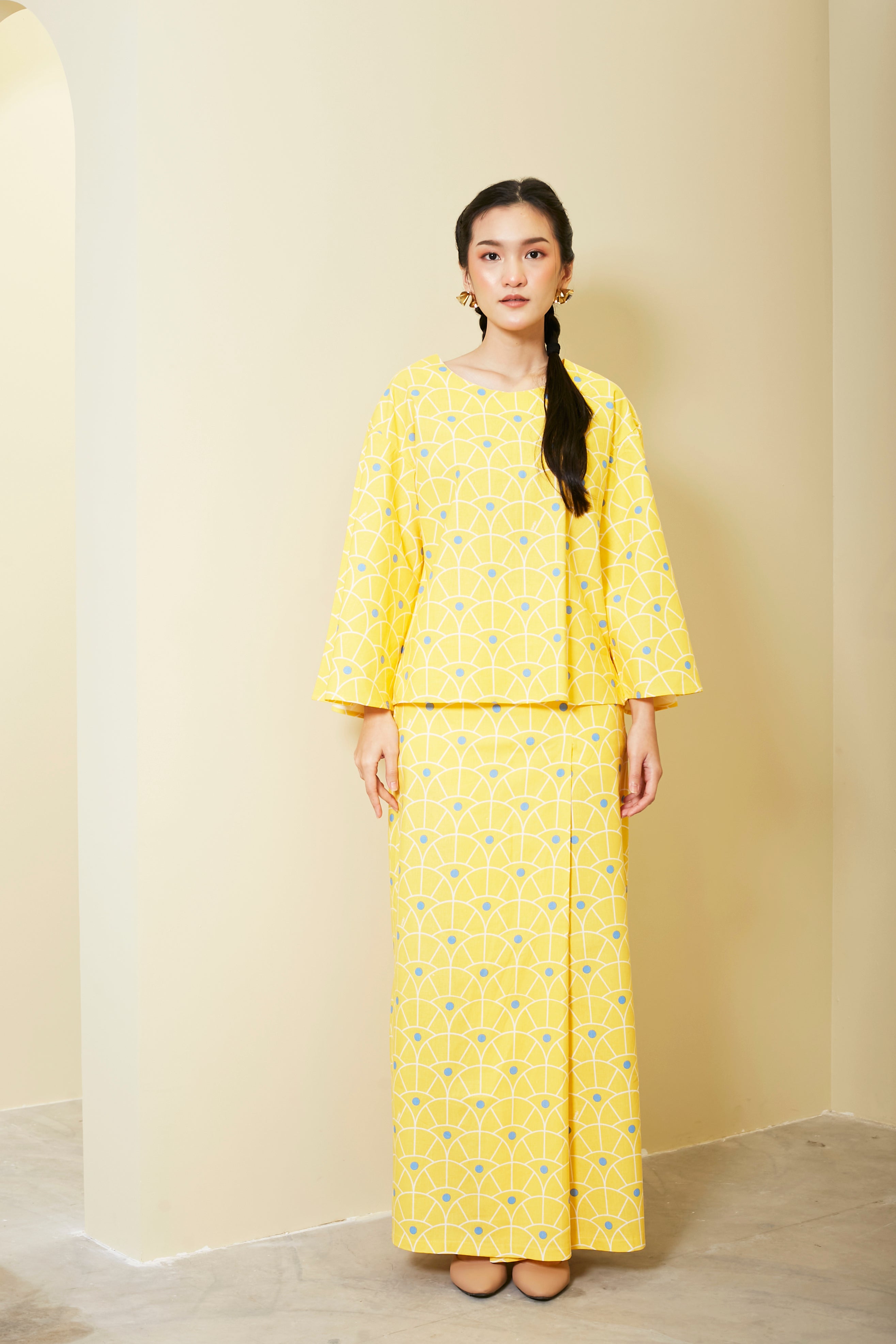 long skirts women printed yellow 