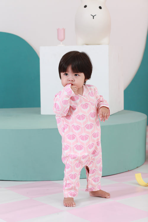 The Nikmat Collection Baby Kimono Jumpsuit Cupcake Print