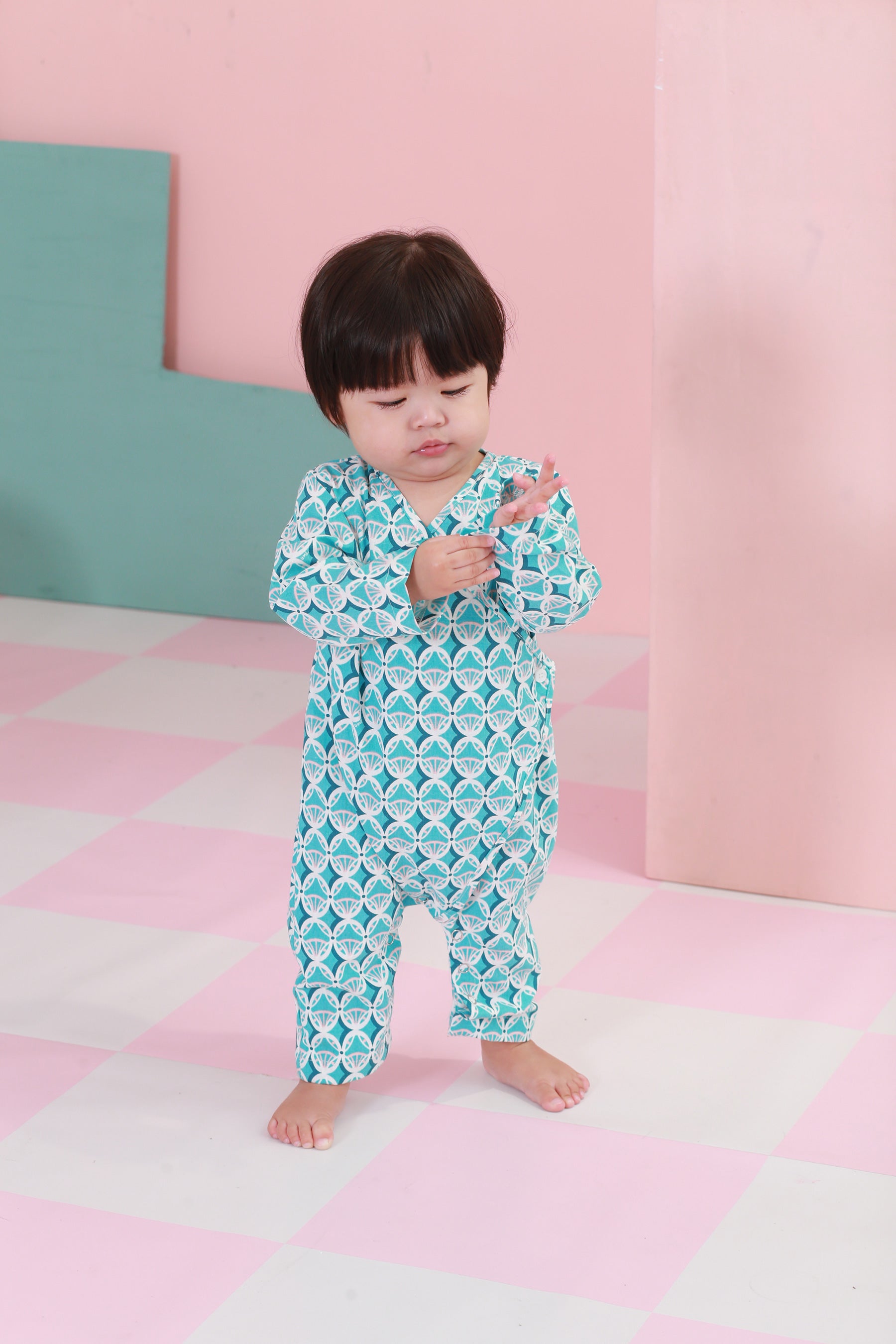 baju raya family sedondon kids baby kimono jumpsuit fuji print