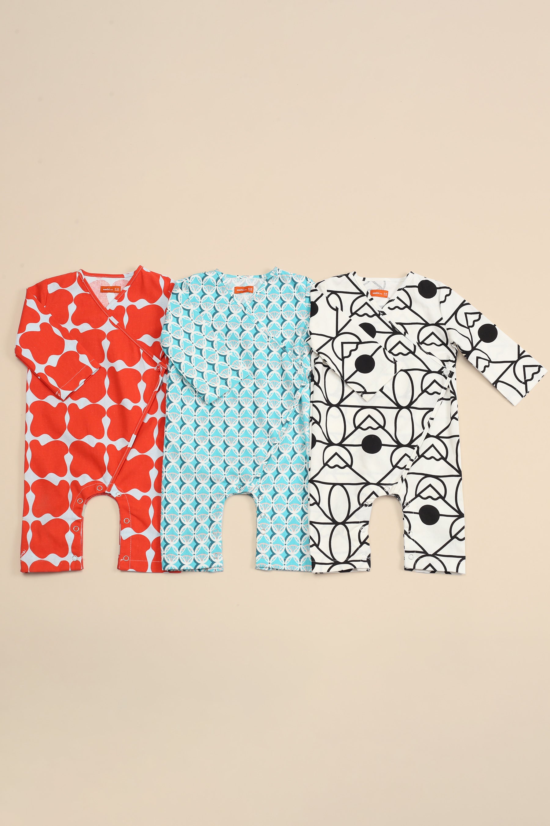 The Nikmat Collection Baby Kimono Jumpsuit Mint Drops Print
