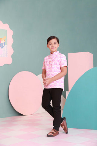 boy top short sleeve button shirt eid raya kenduri event wear 