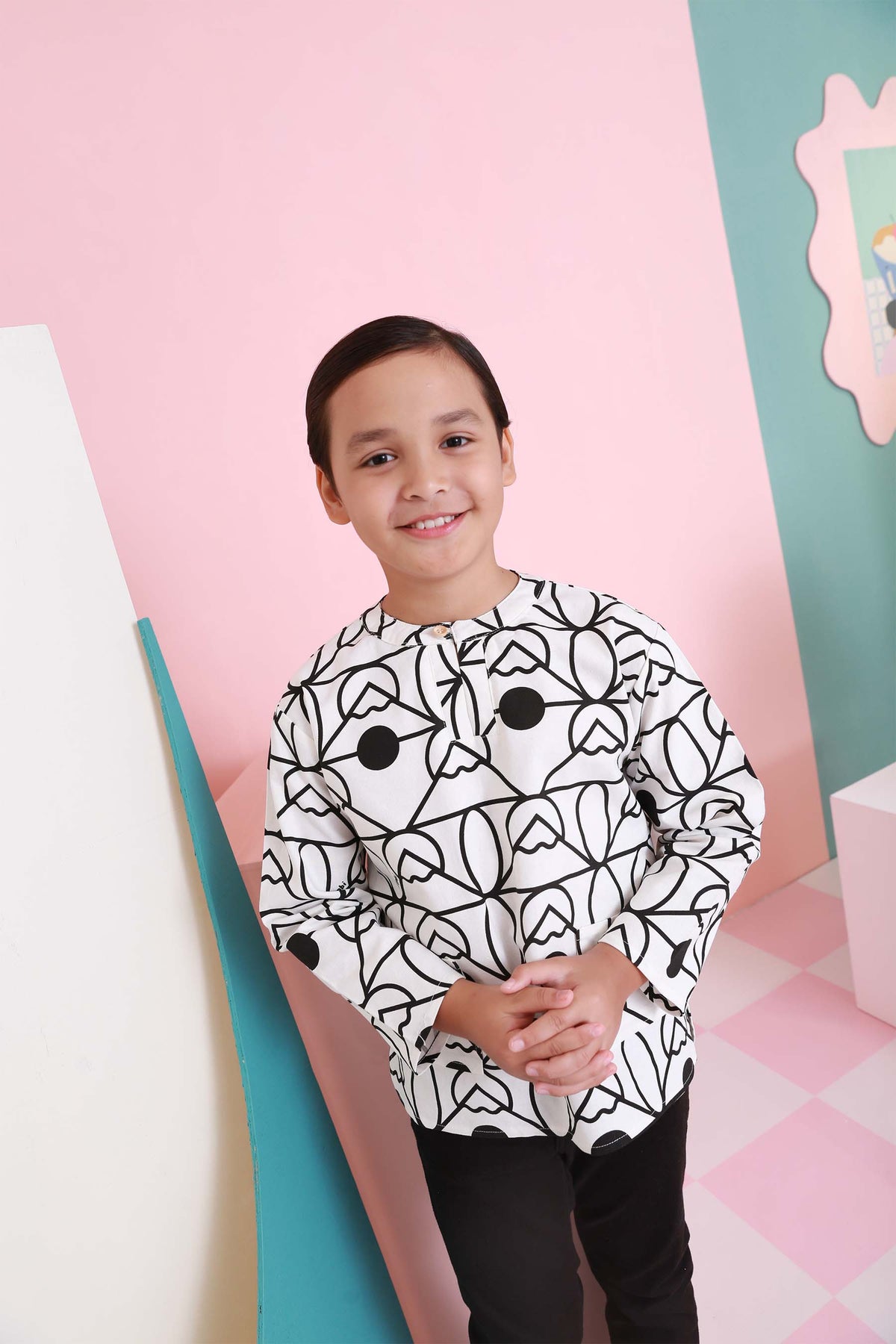 baju raya family sedondon kids boy teluk belanga kurta top fuji print