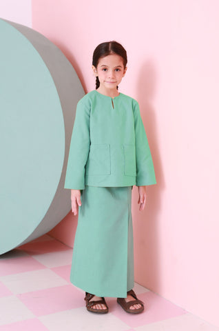  cotton linen baju kurung girl checked tiffany box printed pattern 