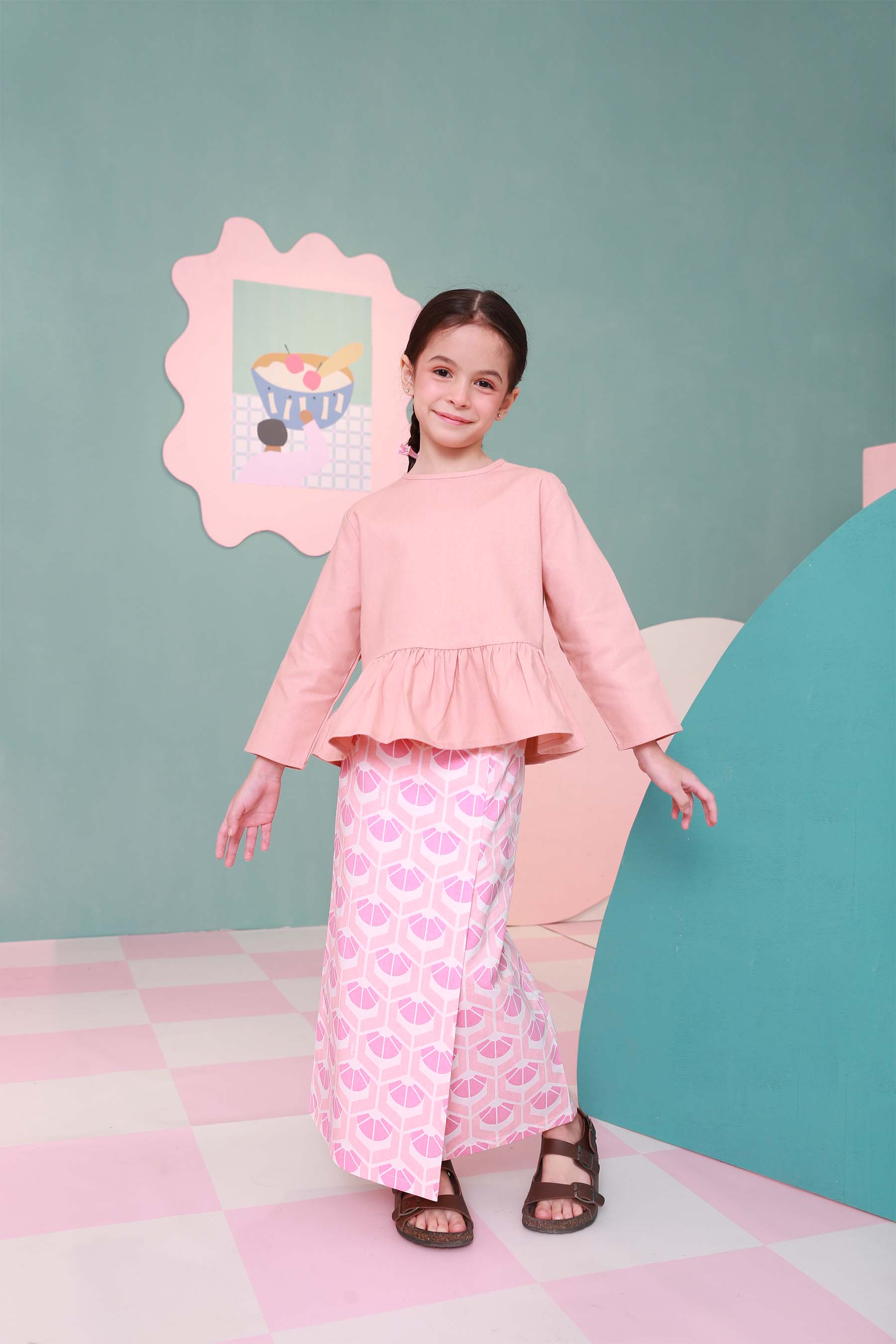 The Nikmat Collection Girl Petit Ruffle Blouse Blush