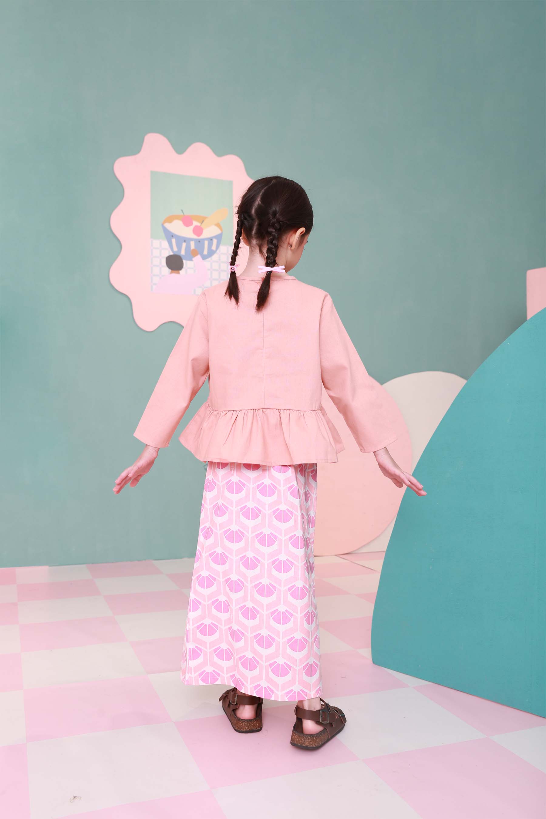 The Nikmat Collection Girl Petit Ruffle Blouse Blush