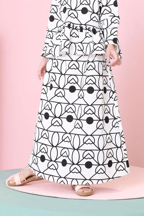 The Nikmat Collection Girl Teacup Skirt Fuji Print