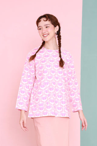 baju raya family sedondon adult women pair pockets boxy blouse top cupcake print