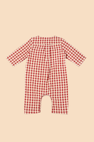 The Nostalgia Baby Jumpsuit Checked Red