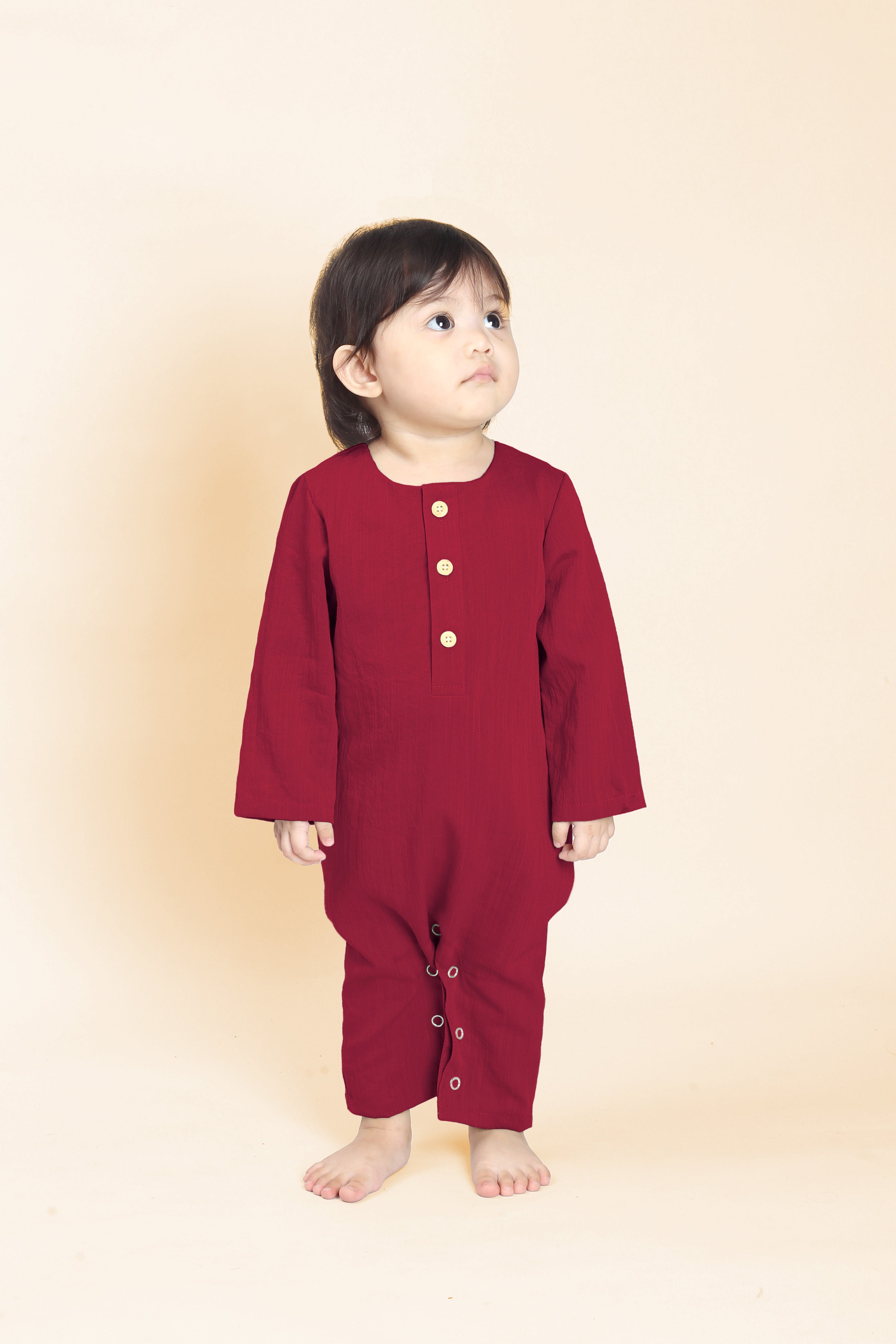 baju raya family sedondon baby jumpsuit maroon
