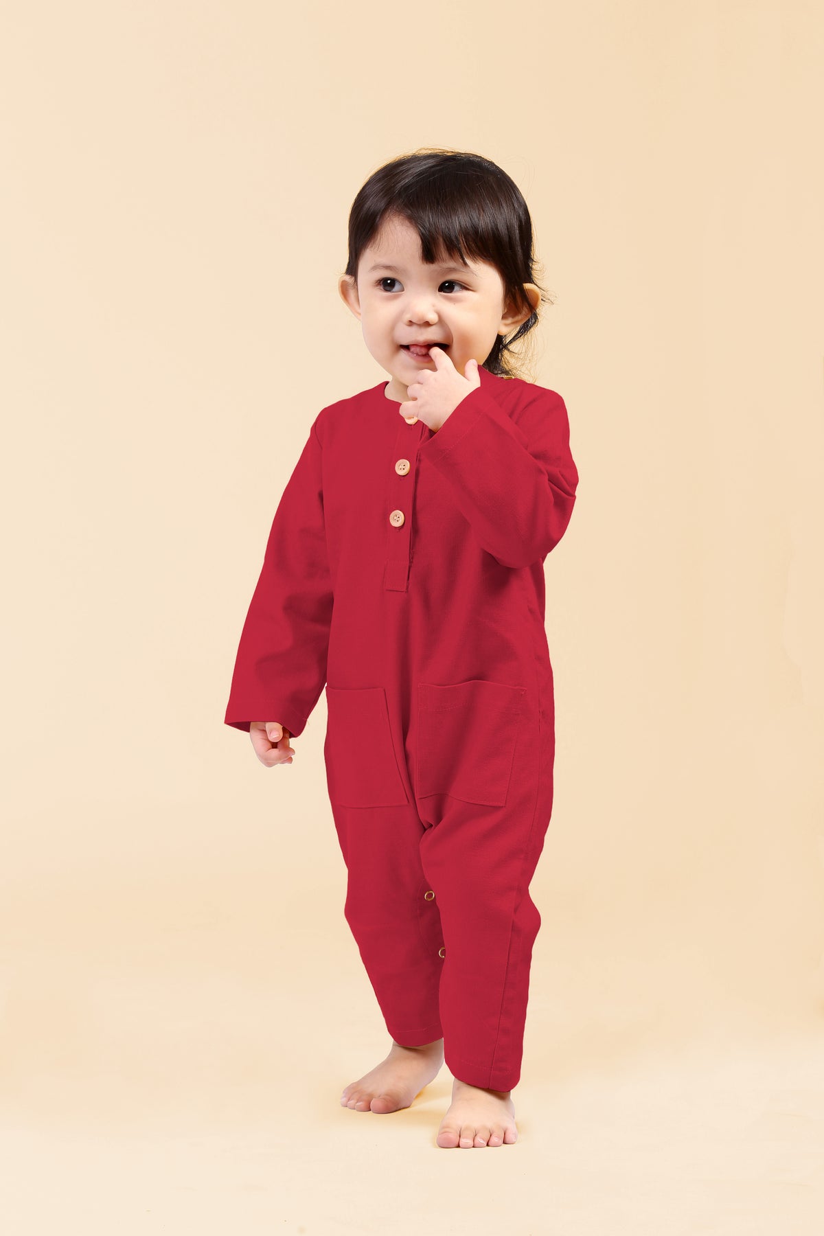 baju raya family sedondon baby jumpsuit red 