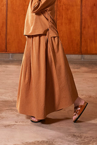baju raya family sedondon kids girl teacup skirt brown stripes 