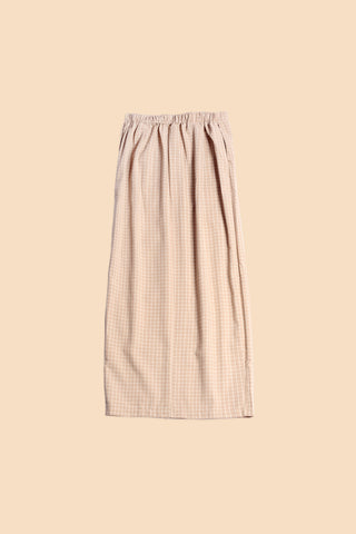 cotton linen long skirts checked sand 