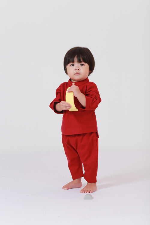 The Pesta Collection Baby Baju Melayu Set Red