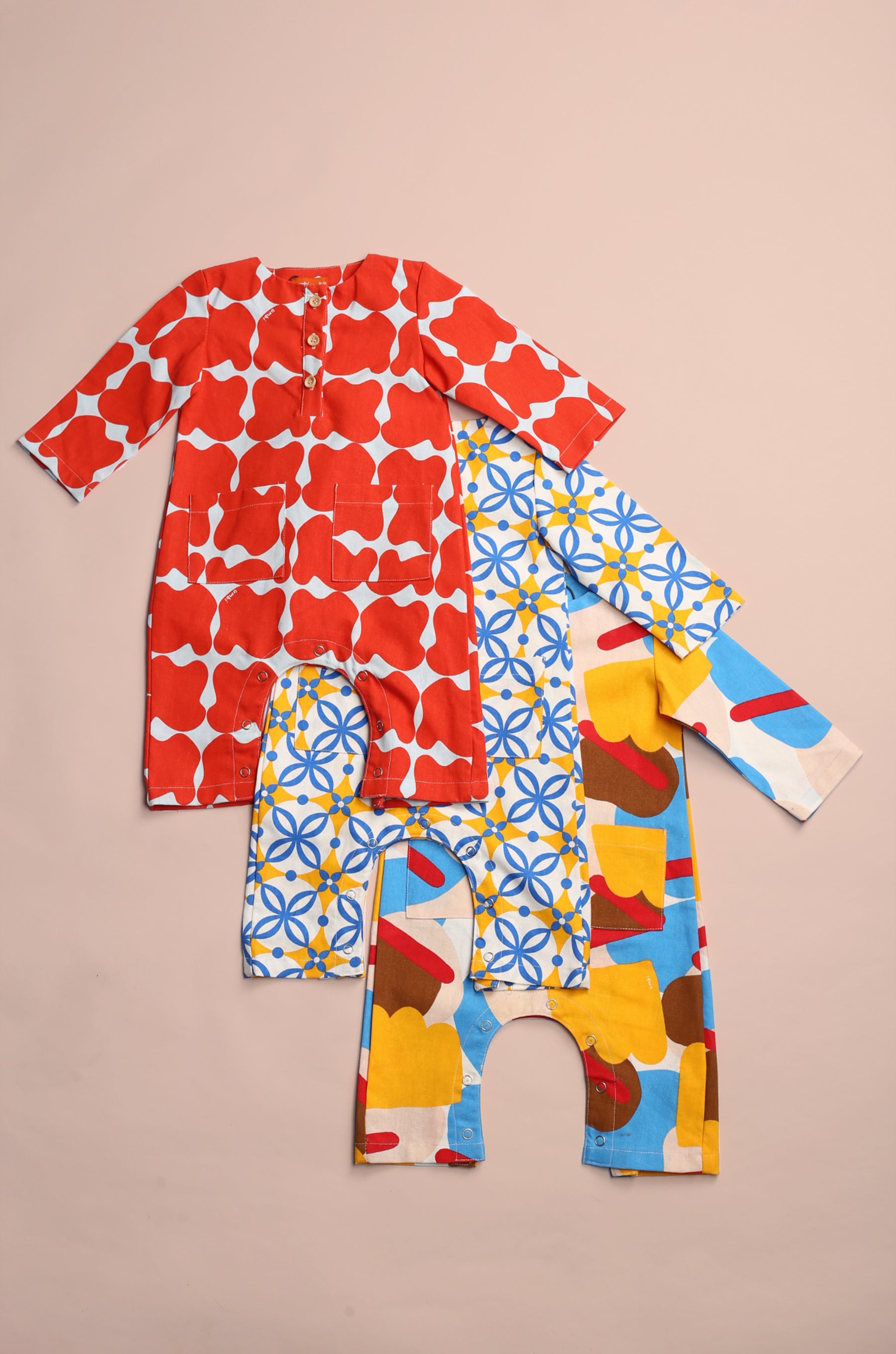 cotton linen printed baby jumpsuit 