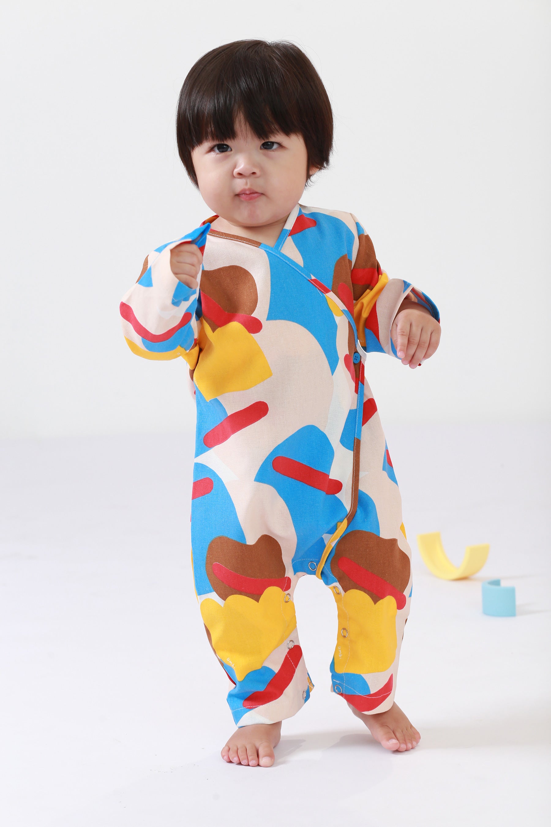 cotton linen printed baby rompers