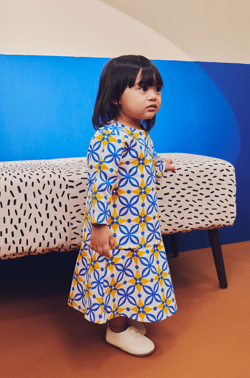 The Pesta Collection Baby Kurung Dress Popcorn Print