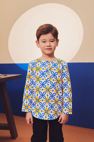 baju raya family sedondon kids boy kurta top popcorn print