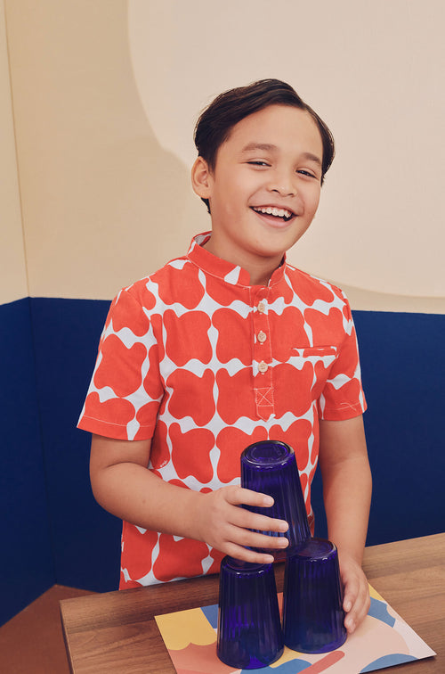 The Pesta Collection Boy Short Sleeves Shirt Bubblegum Print