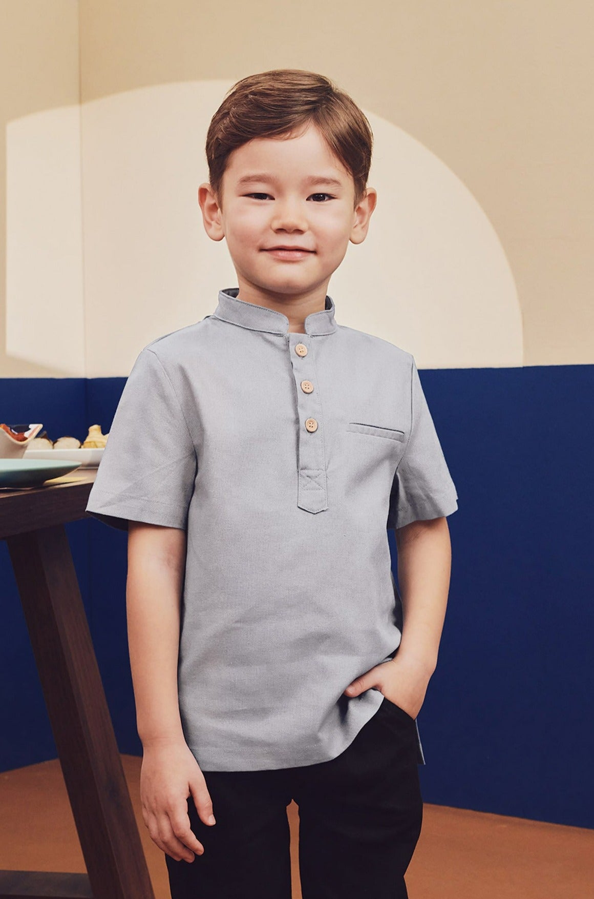 boy top short sleeve button eid kenduri raya event wear 