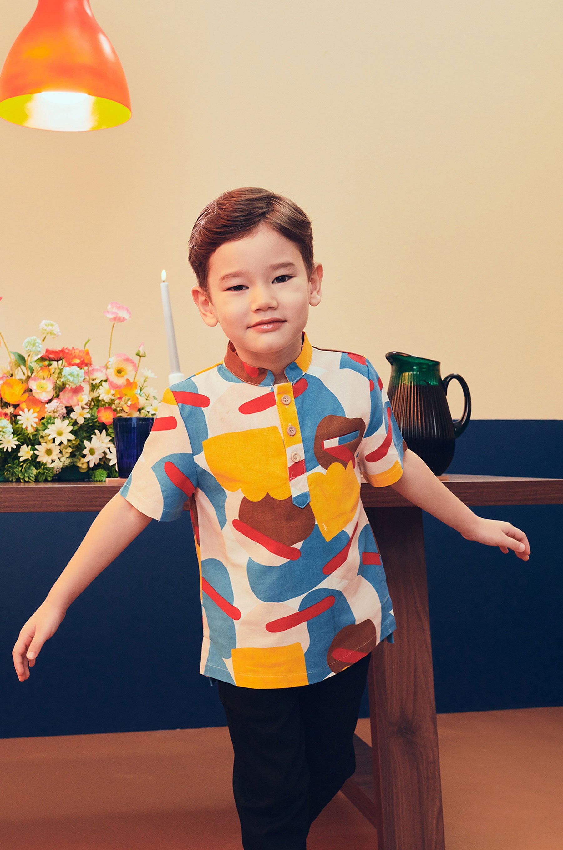 baju raya family sedondon kids boy shirt jellybean print