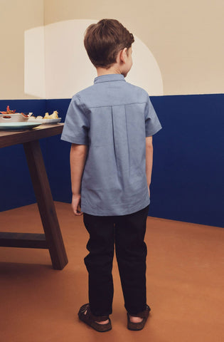 Boy Short Sleeves Shirt Pigeon Blue
