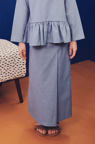 baju raya family sedondon kids girl classic skirt pigeon blue