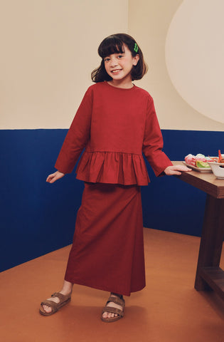 The Pesta Collection Girl Petit Ruffle Blouse Red