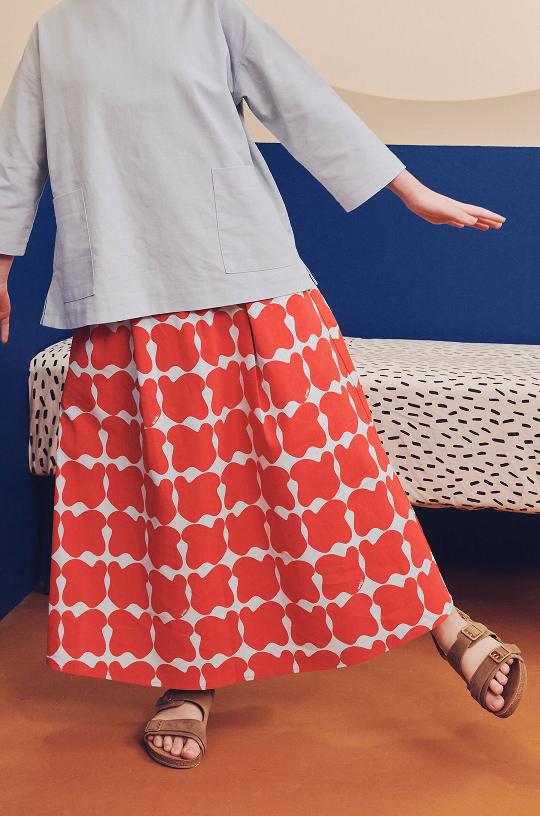 baju raya family sedondon kids girl teacup skirt bubblegum print 