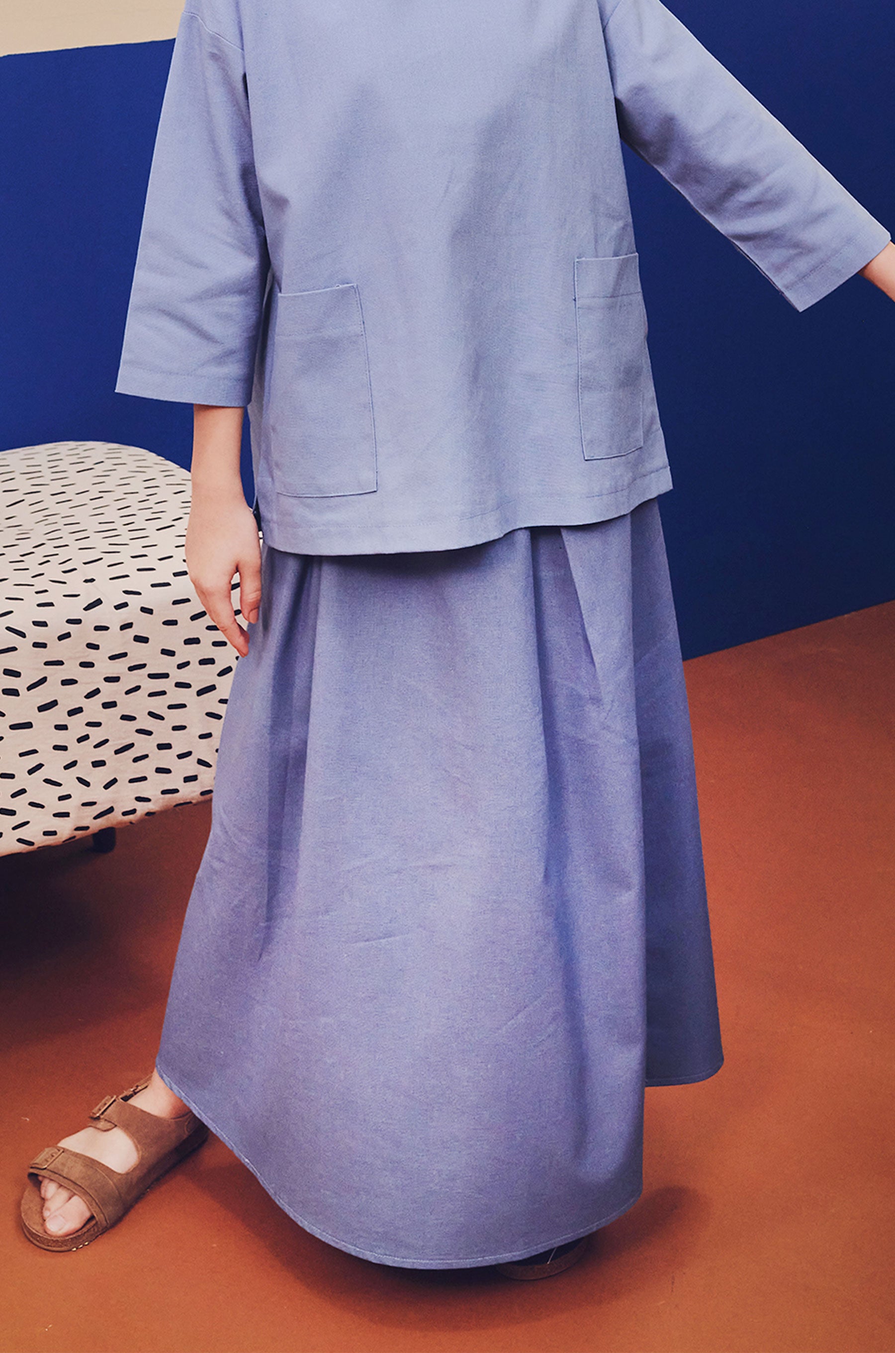 baju raya family sedondon kids girl teacup skirt pigeon blue