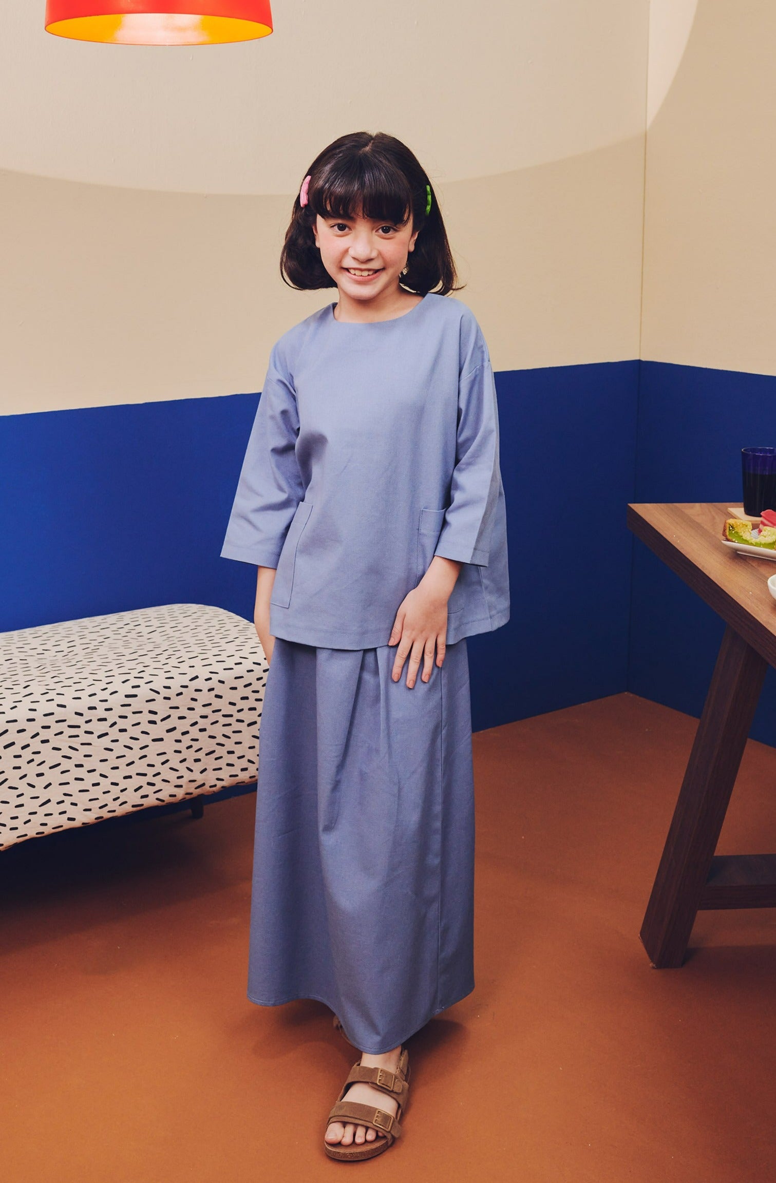 The Pesta Collection Girl Teacup Skirt Pigeon Blue