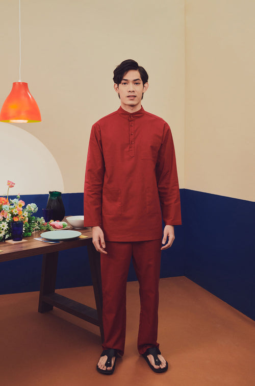 The Pesta Collection Men Baju Melayu Set Red