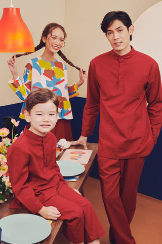 The Pesta Collection Men Baju Melayu Set Red