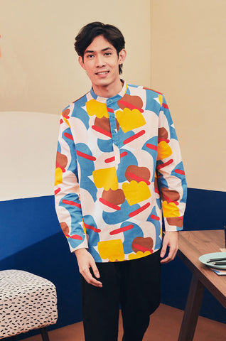 baju raya family sedondon adult men collar shirt jellybean print