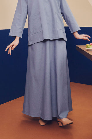 baju raya family sedondon adult woman classic skirt pigeon blue