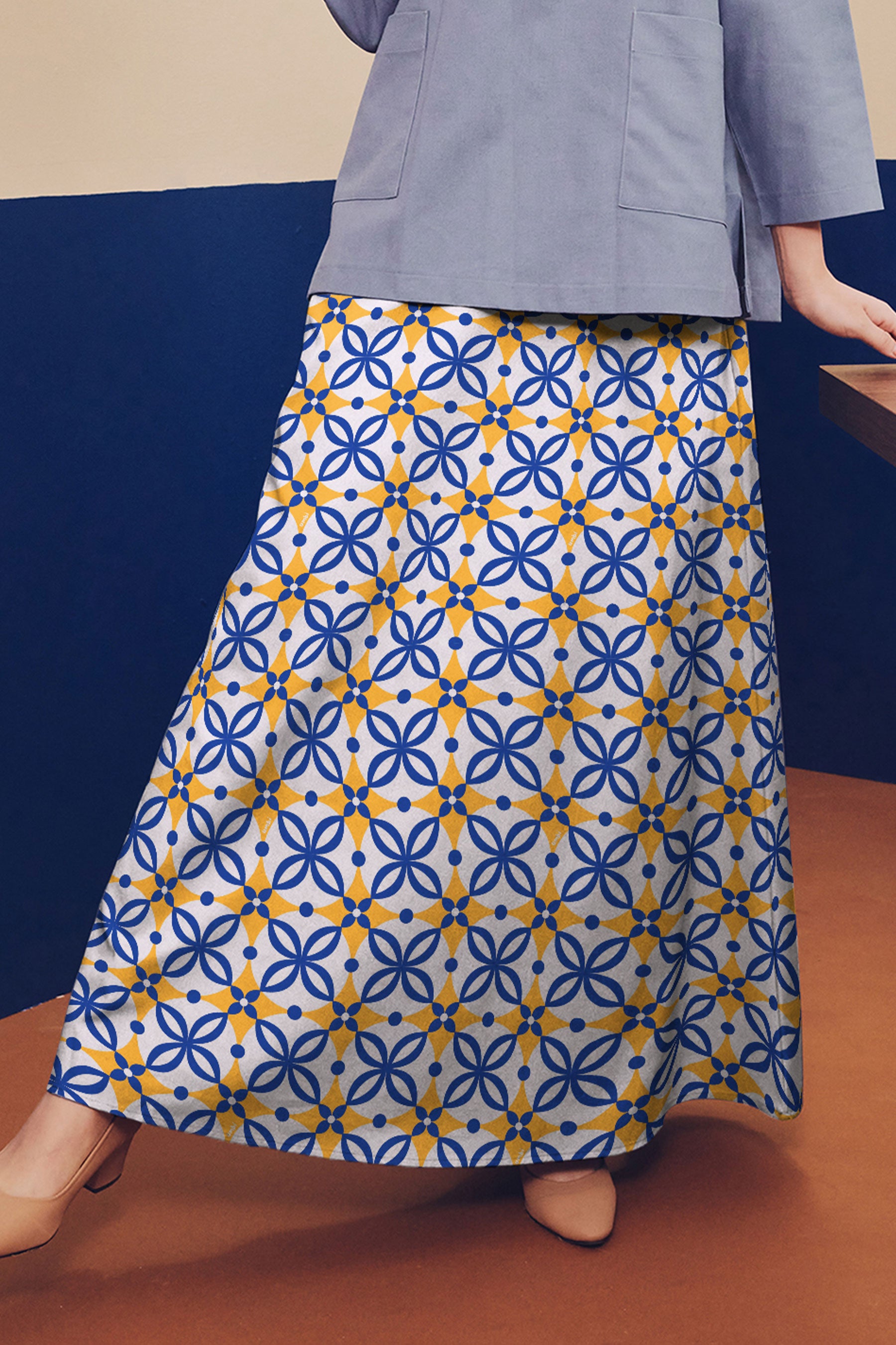 baju raya family sedondon adult woman classic skirt popcorn print