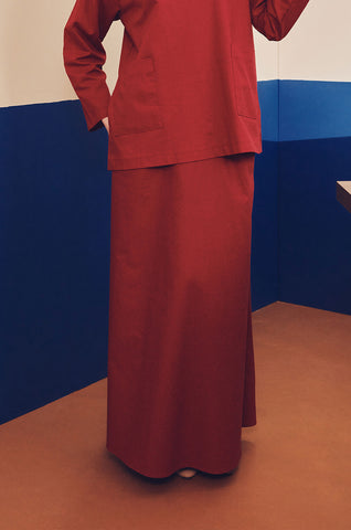 baju raya family sedondon adult woman classic skirt red print
