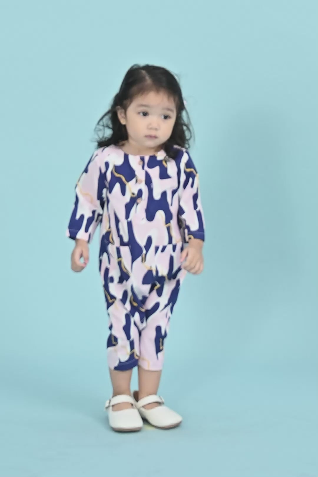The Kenangan Raya Baby Jumpsuit Marble Print