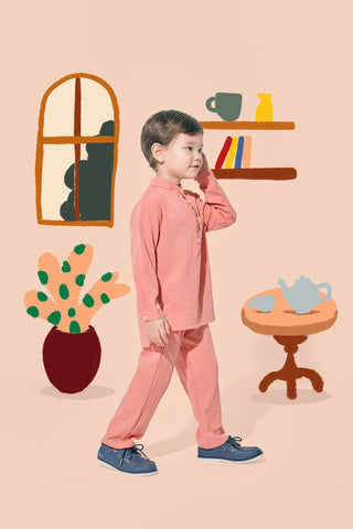 cotton linen baju melayu for kids