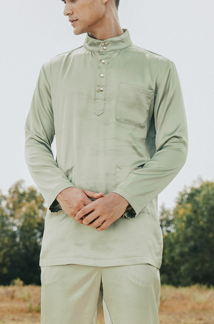  one set baju melayu pocket button long sleeve eid raya kenduri event wear 