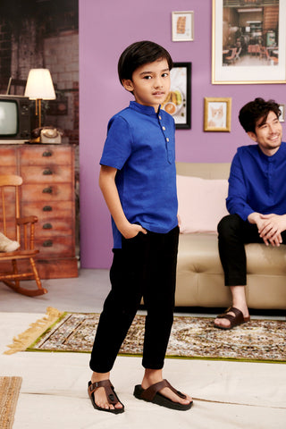 The Kenangan Raya Boy Short Sleeves Shirt Royal Blue