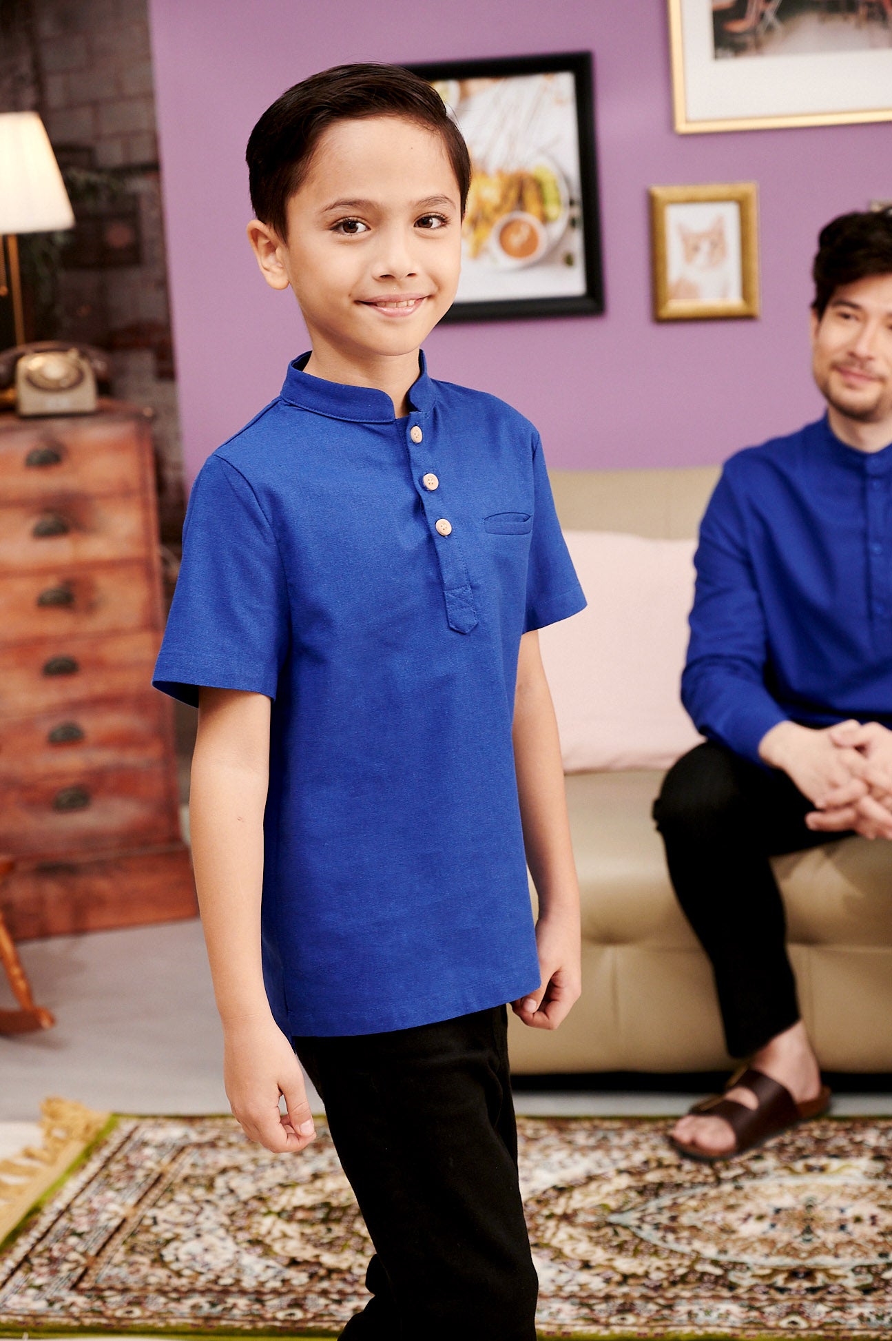 The Kenangan Raya Boy Short Sleeves Shirt Royal Blue