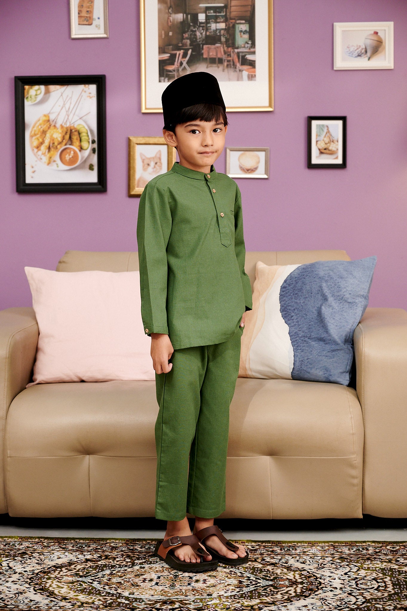 The Kenangan Raya Boy Baju Melayu Set Pine Green