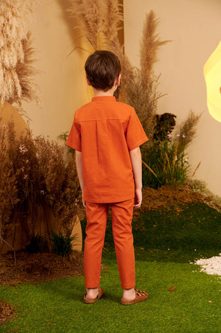 The Secret Garden Boy Short Sleeves Shirt Orange