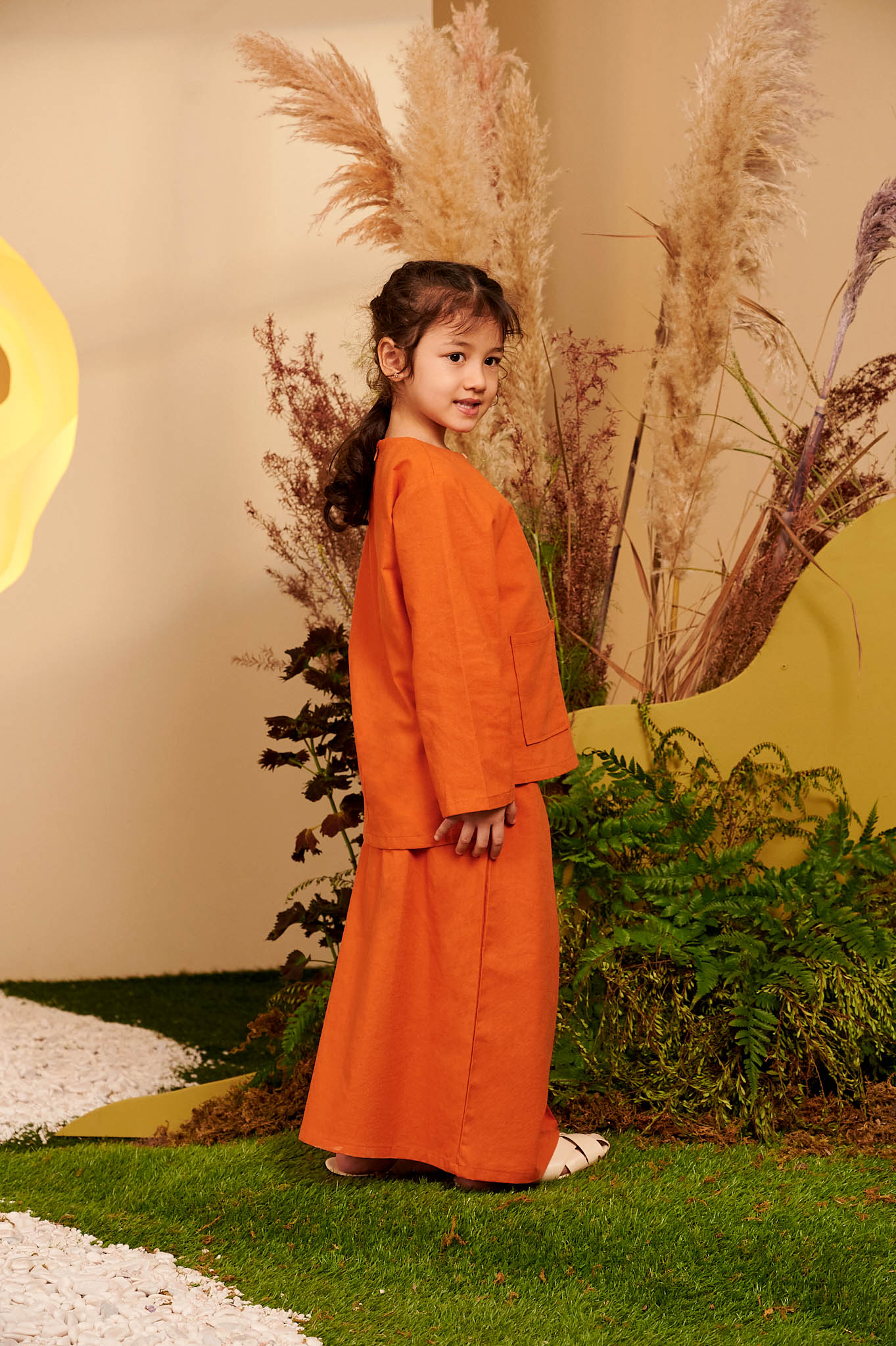 The Secret Garden Girl Kurung Top Orange