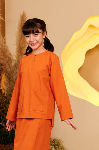 The Secret Garden Girl Kurung Top Orange