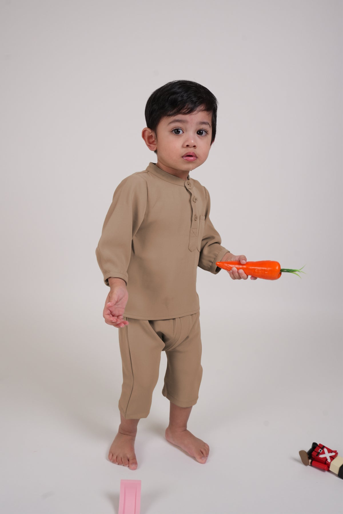 The Warisan Raya Baby Baju Melayu Set Caramel