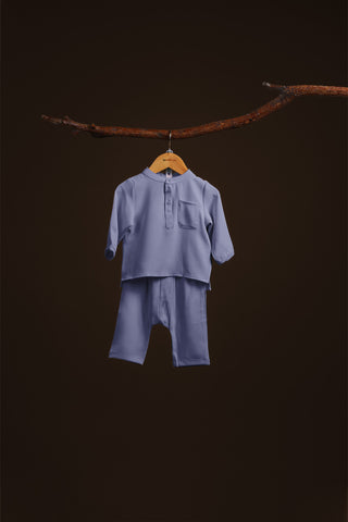 The Warisan Raya Baby Baju Melayu Set Stone Blue