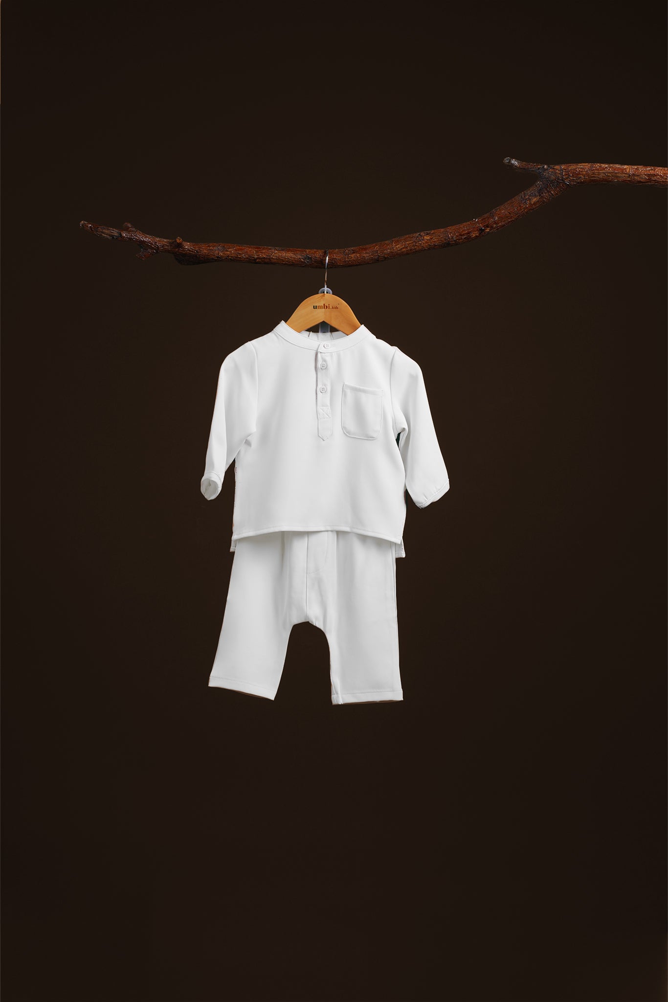 The Warisan Raya Baby Baju Melayu Set White