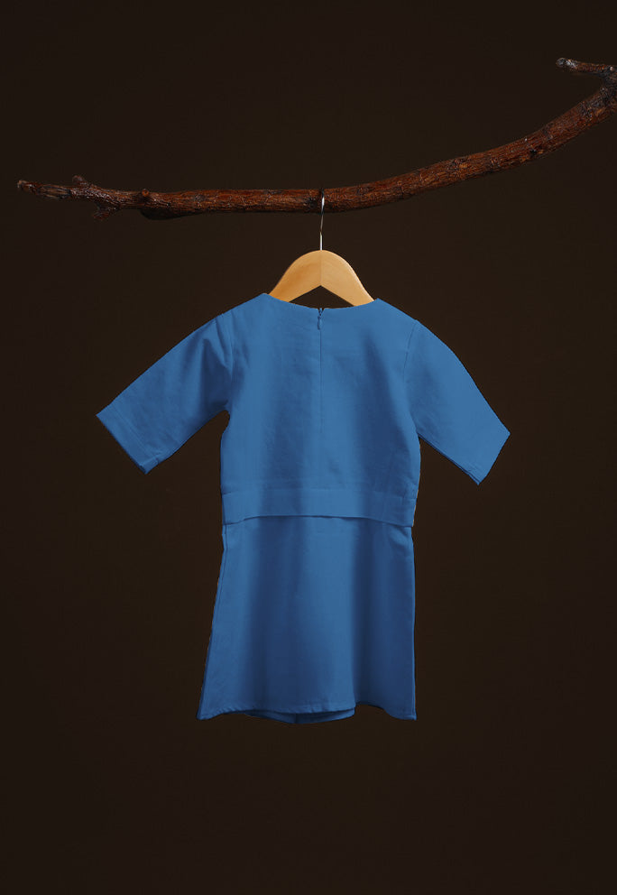 The Warisan Raya Baby Kurung Dress Steel Blue