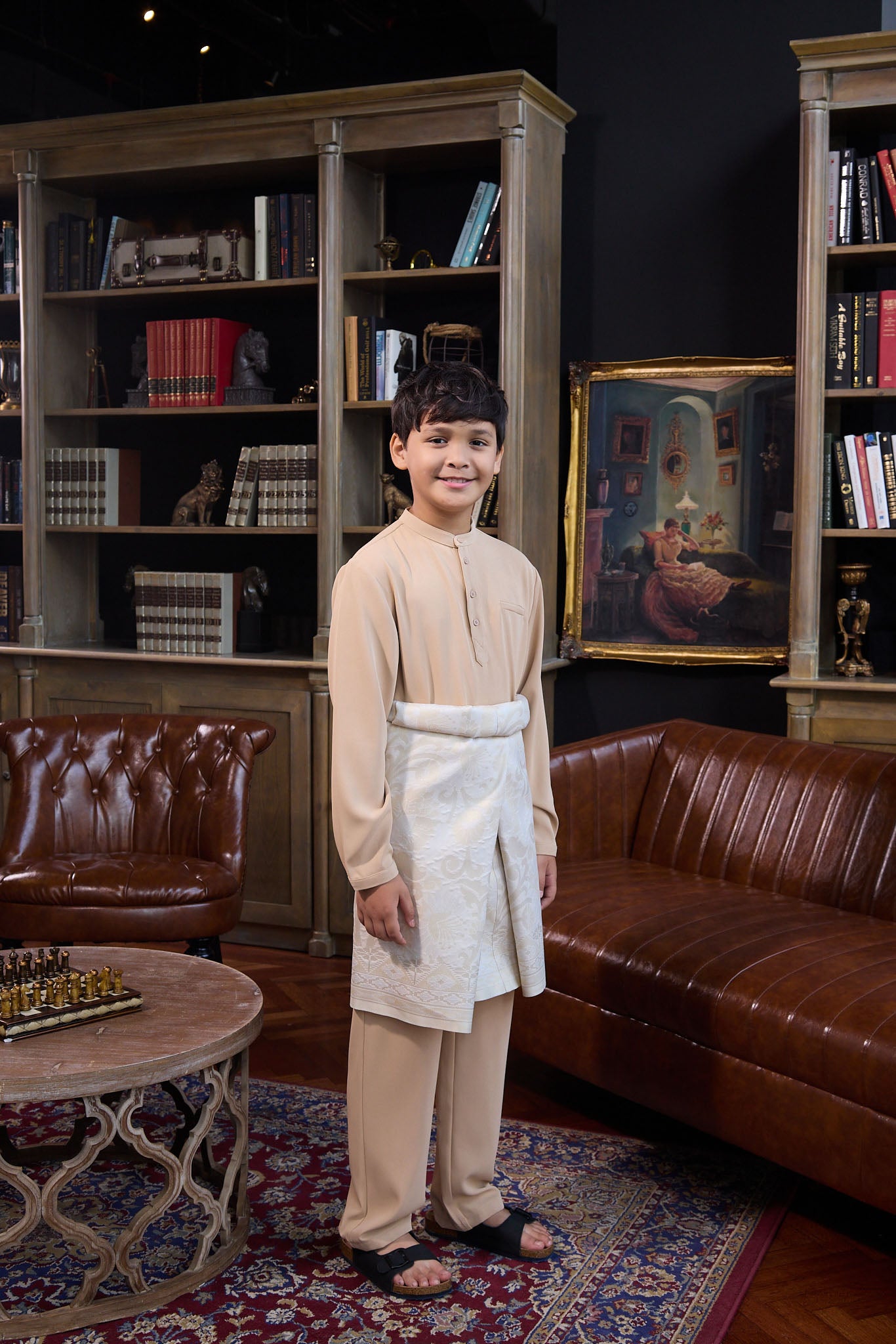 The Warisan Raya Boy Baju Melayu Set Caramel